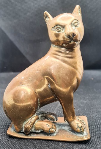 Antique brass sitting cat - antique,