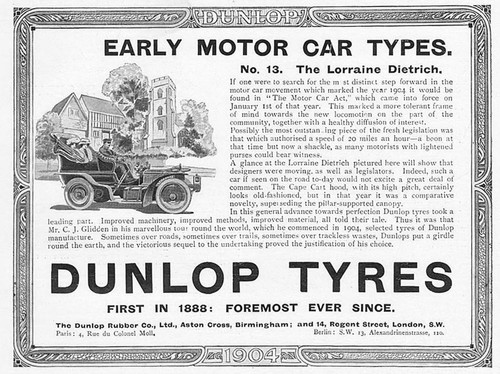 Dunlop tyres early - dunlop, cars