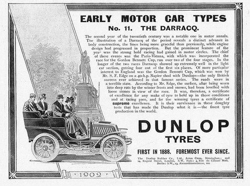 Dunlop tyres early motor - motor, cars