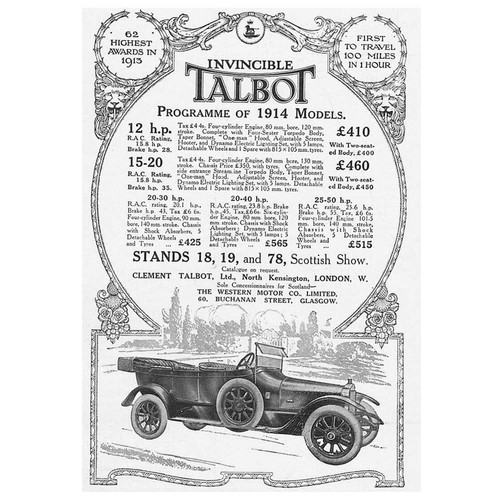 Talbot motor cars antique - talbot,
