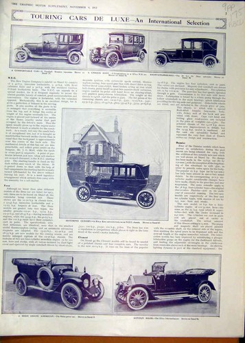 Old antique print - 1912, touring