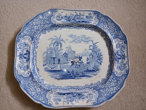 Antique blue and white ashet - antique,