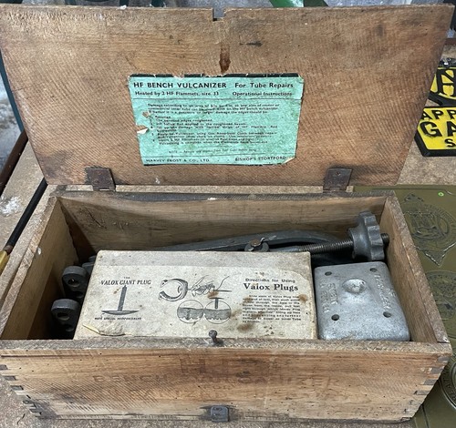 Antique car tyre repair - car,