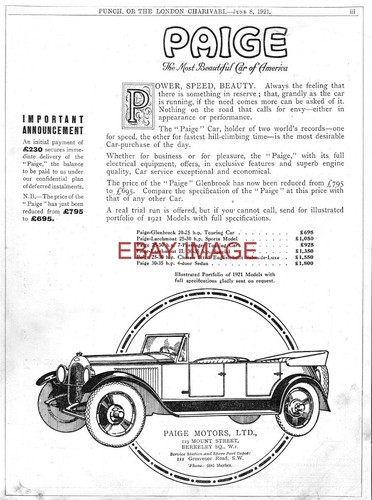 1921 advert for - 1921, of