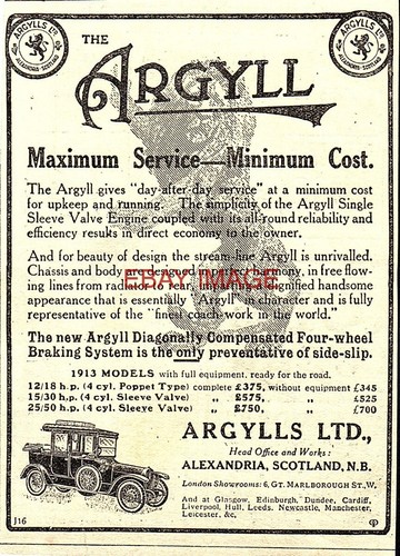 Antique 1913 advert - advert, argyll