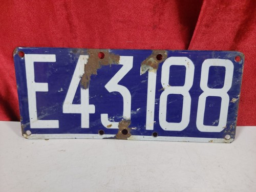 Antique enamel car liecence - car,